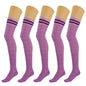 5 Pairs Over-The-Knee Thigh-High Cotton Socks for Women – Warm Boot Leg Warmers, Soft & Stretchy Knit Stockings