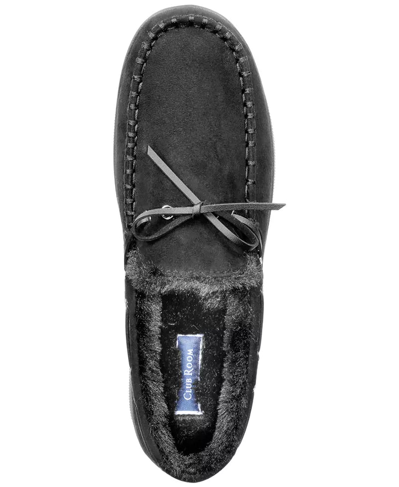 Men'S Faux-Suede Moccasin Slippers with Faux-Fur Lining, Created for Macy'S