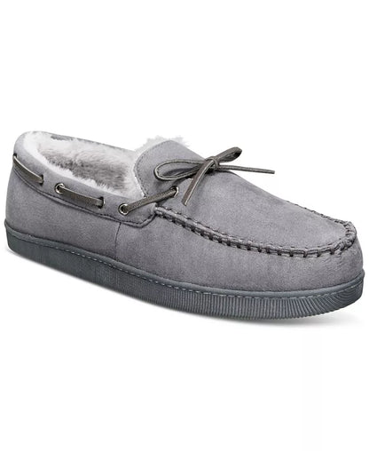 Men'S Faux-Suede Moccasin Slippers with Faux-Fur Lining, Created for Macy'S