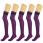 5 Pairs Over-The-Knee Thigh-High Cotton Socks for Women – Warm Boot Leg Warmers, Soft & Stretchy Knit Stockings