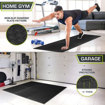 Puzzle Exercise Mat ½ In, EVA Interlocking Foam Floor Tiles for Home Gym, Mat for Home Workout Equipment, Floor Padding for Kids, 24 in X 24 in X ½ In, 48 Sq Ft - 12 Tiles