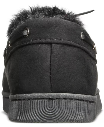 Men'S Faux-Suede Moccasin Slippers with Faux-Fur Lining, Created for Macy'S