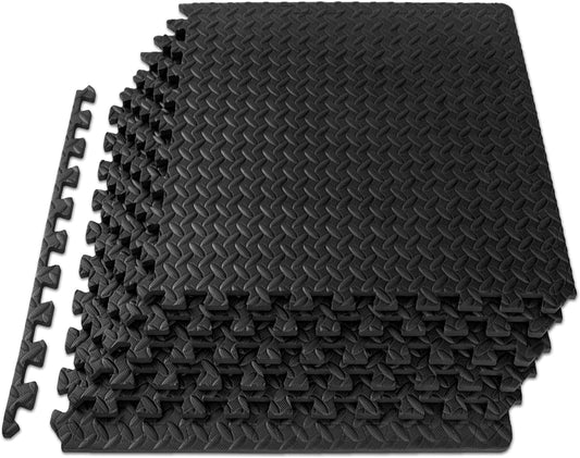 Puzzle Exercise Mat ½ In, EVA Interlocking Foam Floor Tiles for Home Gym, Mat for Home Workout Equipment, Floor Padding for Kids, 24 in X 24 in X ½ In, 48 Sq Ft - 12 Tiles
