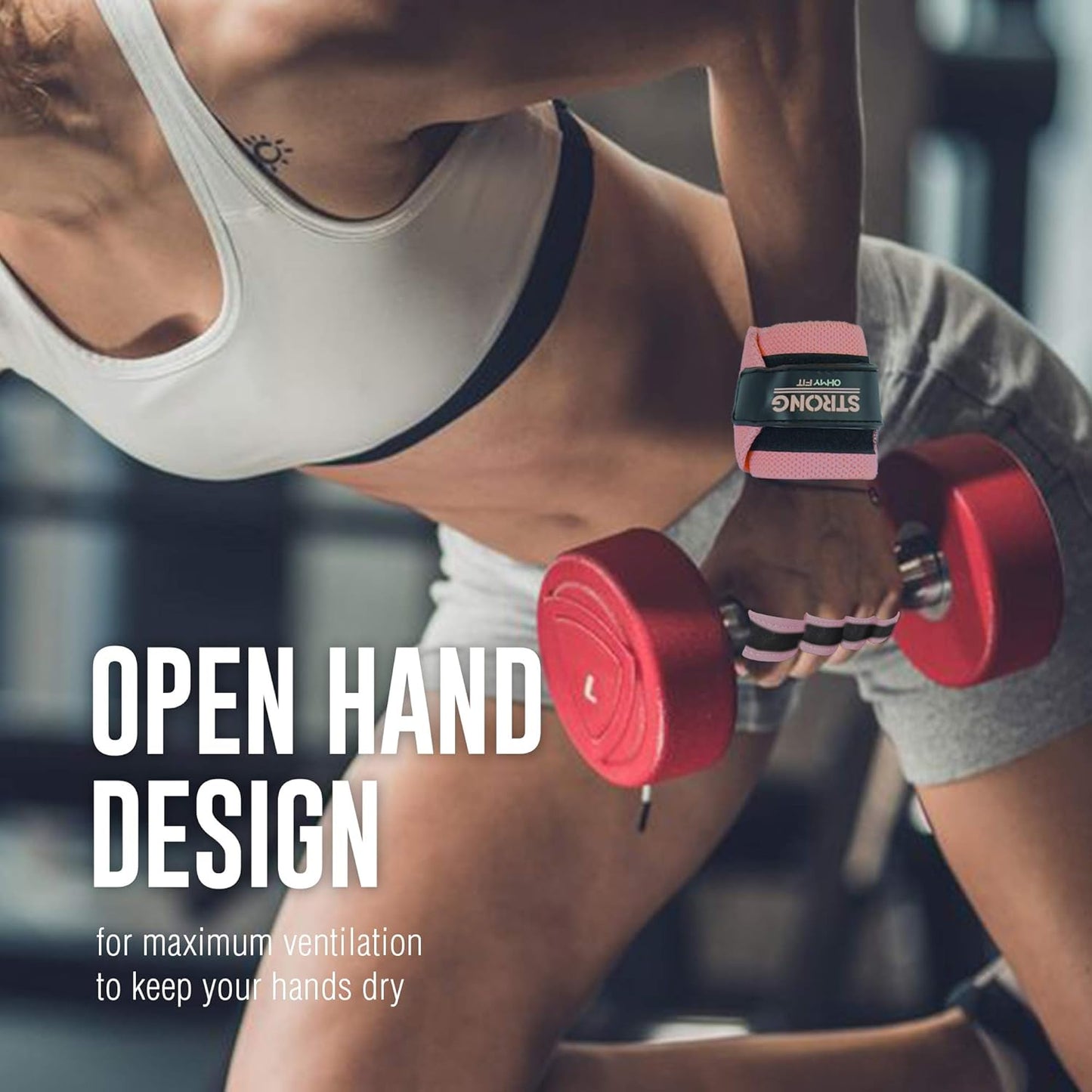 Strong Women'S Wrist Wrap Gloves - Wrist Support Grips for Workout, Weight Training, Pilates, Yoga & More